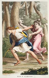 Écho et Narcisse ou Eco e Narciso, livre III, illustration des Métamorphoses d